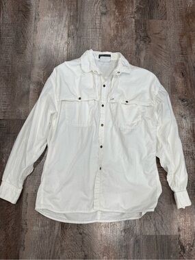 GUESS by Georges Marciano 90s VTG White Cotton Shirt Size O Button Up